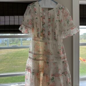 Rachel Parcell Floral Dress in White and Pink